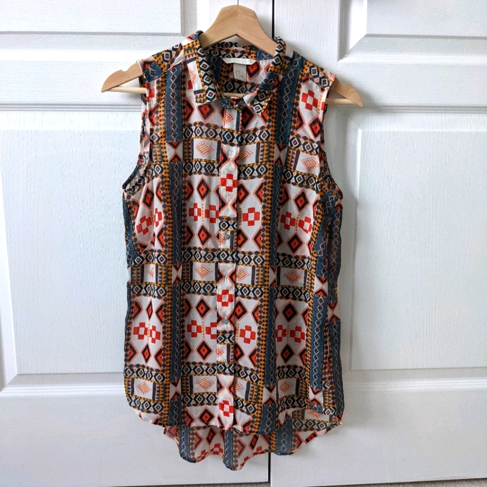 H&M sleeveless print blouse - US 4